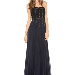 Rebeca Taylor Black chiffon Strapless Dress Sz 10